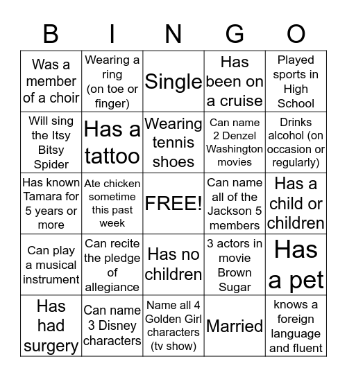 Tamara's 45th Birthday !! Bingo Card