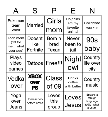 Nerd Mom Bingo Card