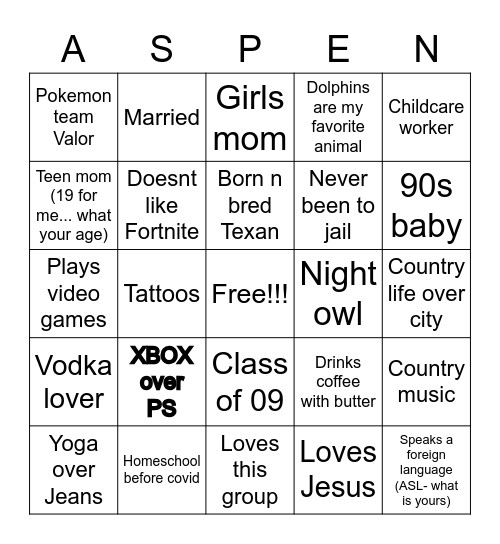 Nerd Mom Bingo Card