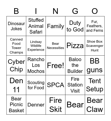 Scouting Bingo Card