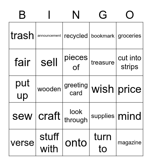 Lesson. 23 Bingo Card