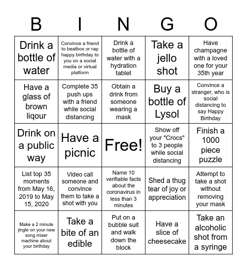 "GAMING" TURNS INTO BINGO AT 35 Bingo Card