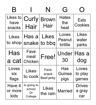 Rebecca Bingo Card