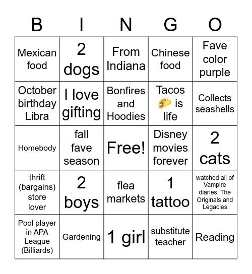 Emily's Bingo Card