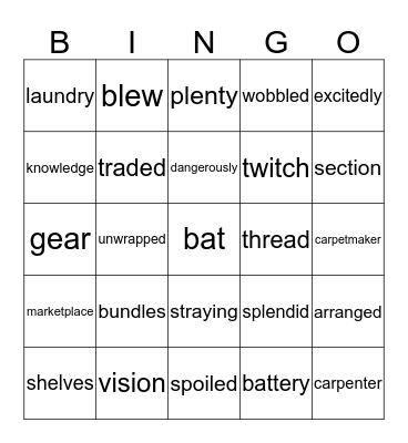 Vocabulary Bingo Card