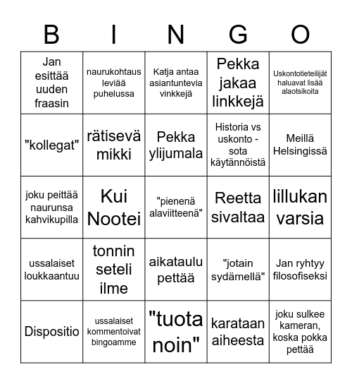 Perjantain Semmabingo Card