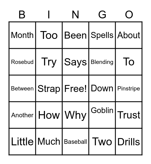 Unit 12 Bingo Card