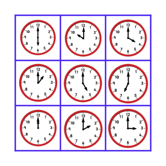 What's the time? Bingo Card