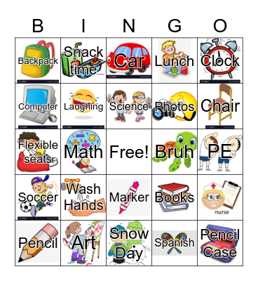 School Bingo Card