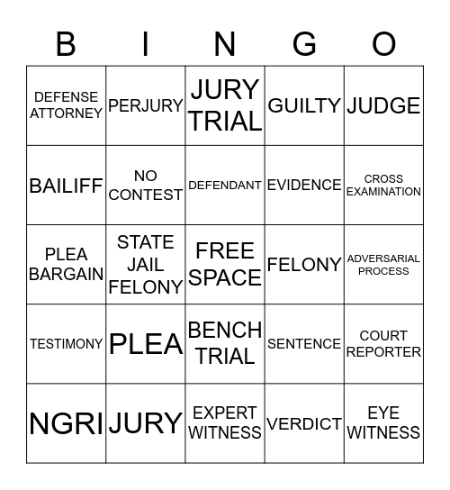 COMPETENCY BINGO Card