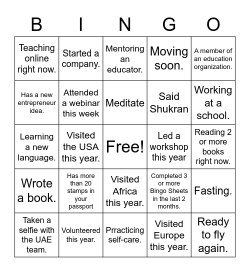 KDSL Global Bingo Card