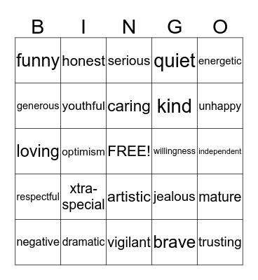 ALL ABOUT... Bingo Card