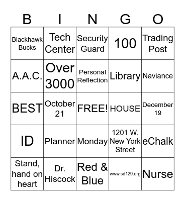 W.A.H.S. BINGO! Bingo Card