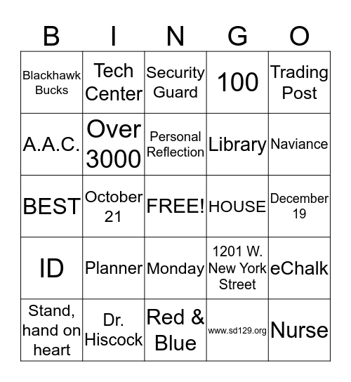 W.A.H.S. BINGO! Bingo Card