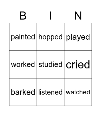 Regular Verbs Bingo Card