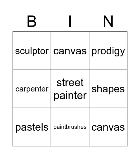 Vocabulary Unit 7 Bingo Card