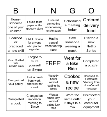 COVID-19 Bingo Card