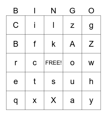 ABC BINGO Card