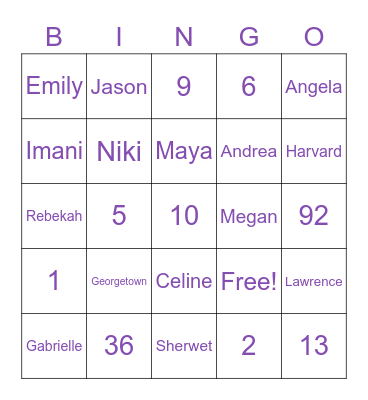 Summer Associate Bingo Card