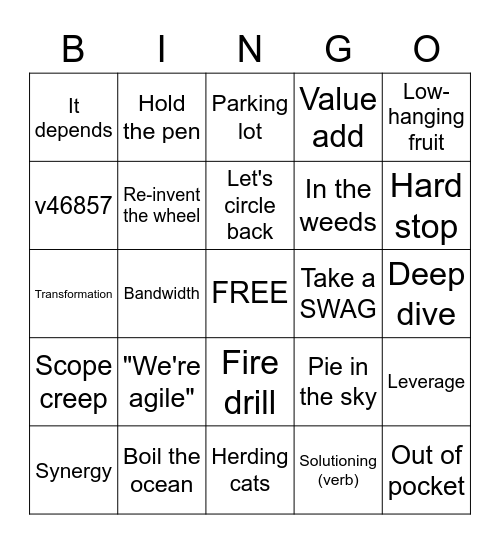 Buzzword Bingo! Bingo Card