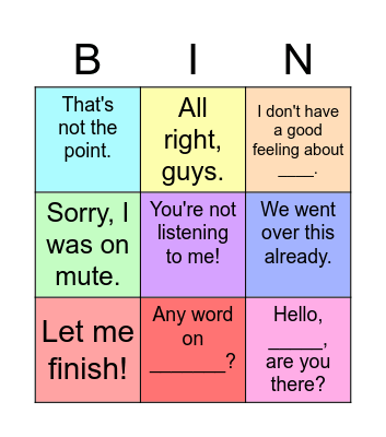 Win Conference Call Bingo Card