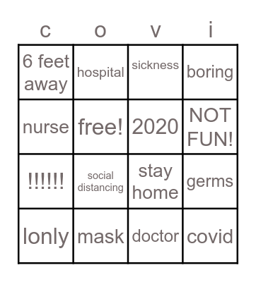 covid-19 Bingo Card