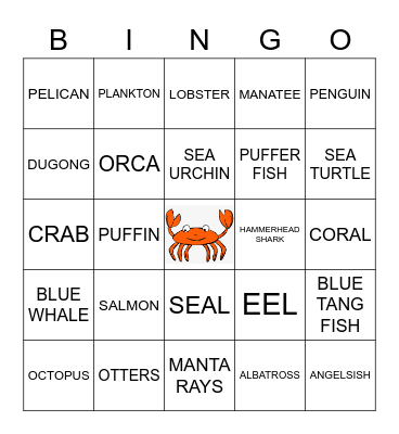 Ocean Bingo! Bingo Card