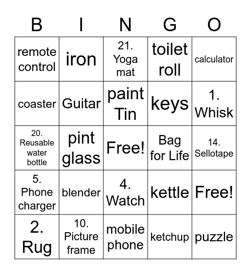 Alliotts Home Bingo Card