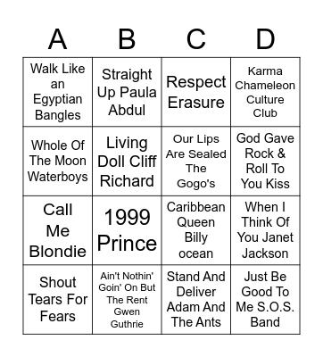 80s Bingo Card