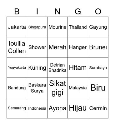 Bingo with Ayona Cantik Bingo Card