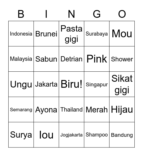 Bingo bersama Ayona Bingo Card