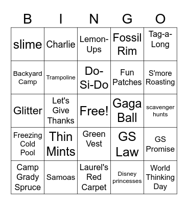 Girl Scout Bingo! Bingo Card