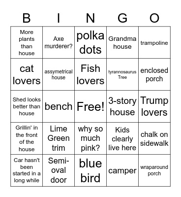 Neighborhood scavenger hunt 2 Bingo Card