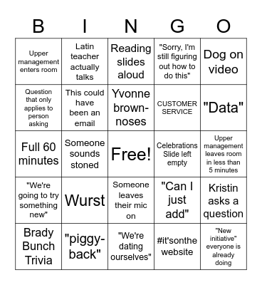 Bowden Bunch Bingo Card