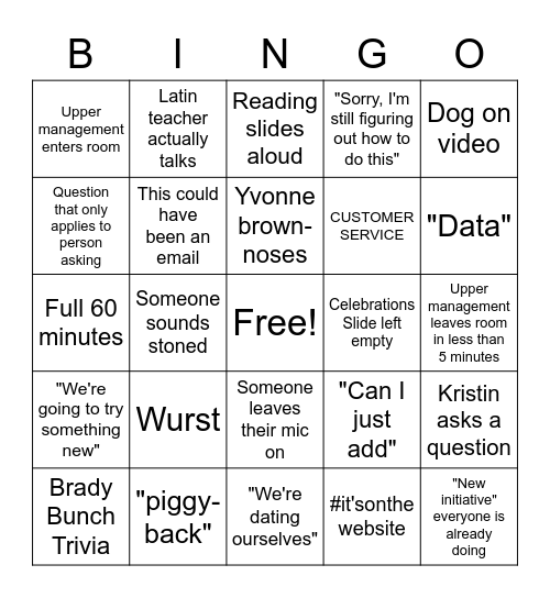 Bowden Bunch Bingo Card