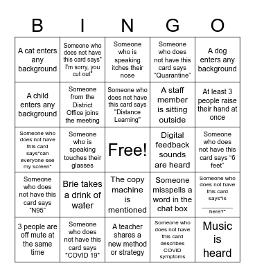 Oak Crest Digital Meeting Bingo Card