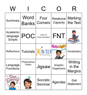 AVID Bingo Card