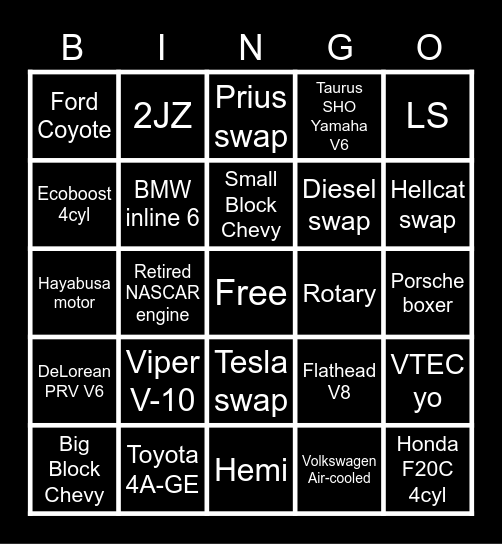 DRIFT Bingo Card