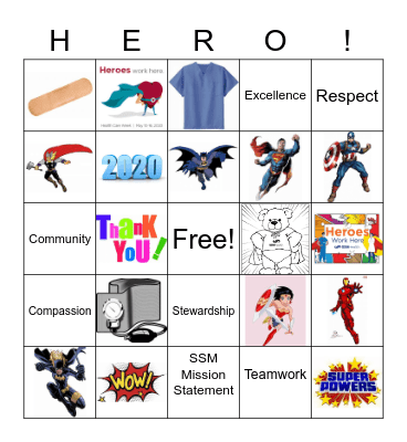 Super Heroes Bingo Card