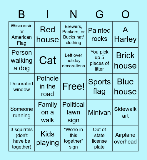 Milwaukee Take a Walk BINGO! Bingo Card