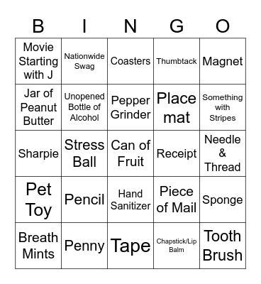 Quarantine Bingo Card