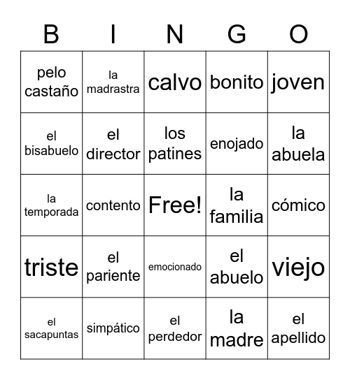 7th: EOY Repaso Bingo Card