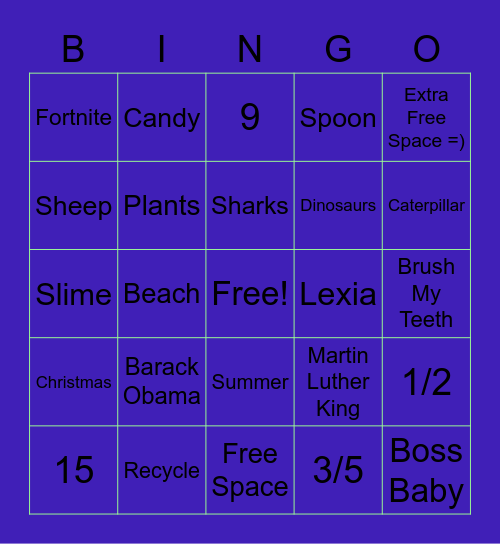 All Subject BINGO Card