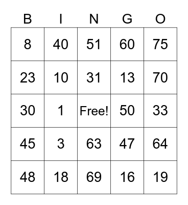 LET'S PLAY BINGO!!!!!! Bingo Card