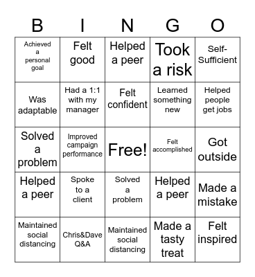 Happy Hour Bingo Card