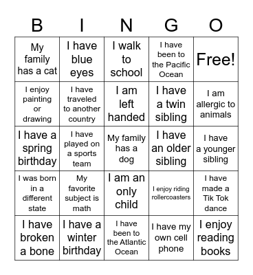 Fun Fest Friday Bingo Card