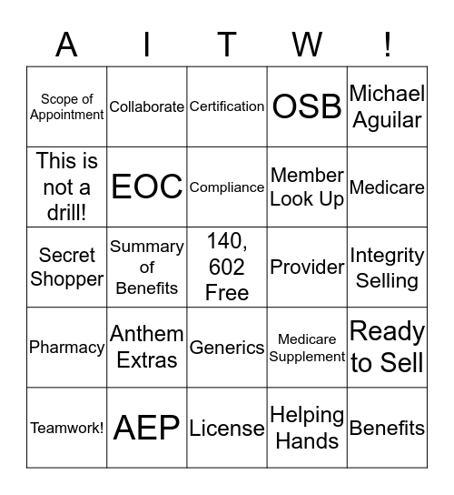 All in to WIN Bingo! Bingo Card