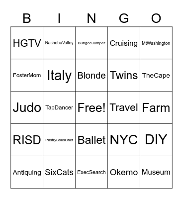 Rock Stars! Bingo Card