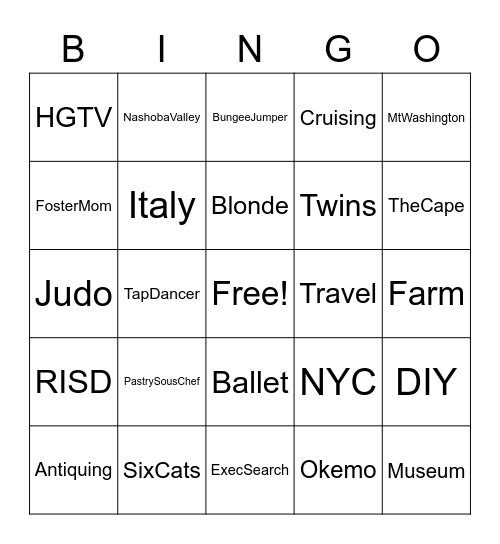 Rock Stars! Bingo Card