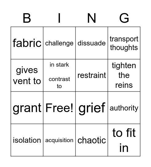 READING & WRITING 5 Unit 4: Lost in Translation Bingo Card